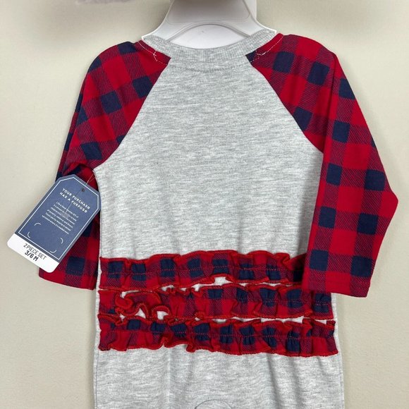 Life Is Good Romper Bodysuit Baby Boys 3-6 Month Plaid Snap Hat Holiday Dog New - Picture 9 of 12